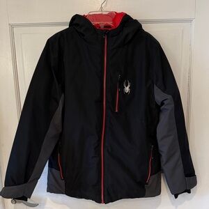 Spyder Black and Red Hooded Jacket